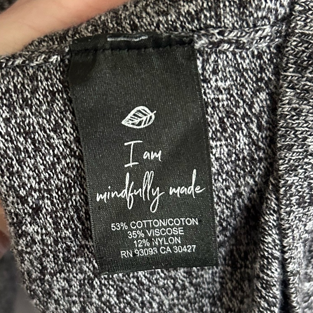 NIC+ZOE The Vital Hoodie Black Mix Stretch Knit V-Neck Pullover Sweater Comfy XL - Picture 12 of 13